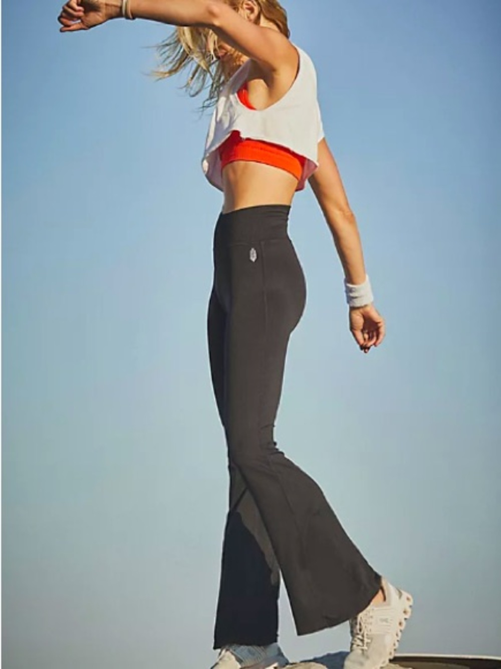 Free people movement: High-Rise Black good karma flare leggings. Size xs/s